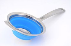 GIPFEL Дуршлаг складной с ручкой 10 см синий (силикон, нерж сталь) 2607 GIPFEL