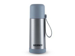 GIPFEL WERNER Термос вакуумний URBAN з пробкою клапанного типу, кришкою-чашкою, з силіконовим шнурком і силіконовою основою, що не ковзає, 350мл. Матеріал: нержавіюча сталь, пластик, харчовий силікон. Колір: сталевий 50174 GIPFEL