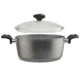 Кастрюля с крышкой UNION 24см, 4л. серый UNIC2440PYR2 PIARDI HOME