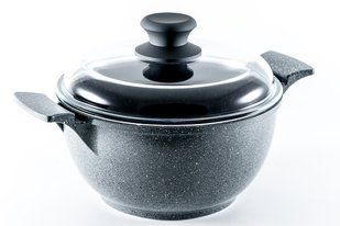 GIPFEL Каструля BAVARI 24x12,5см/ 4,0л із скляною кришкою Матеріал: алюміній, індукційне дно, усередині мармурове 4-х слойное антипригарне покриття Whitford, зовні мармурове покриття, бакелітова ручка з покриттям soft - touch мармуровий 0518 GIPFEL