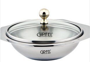 GIPFEL Салатниця із скляною кришкою Vega 14х4, 5 см, (нерж.сталь) металевий 6149 GIPFEL