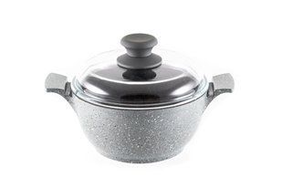 GIPFEL Каструля BAVARI 20x10см/ 2.0л із скляною кришкою Матеріал: алюміній, індукційне дно, усередині мармурове 4-х слойное антипригарне покриття Whitford, зовні мармурове покриття, бакелітова ручка з покриттям soft - touch мармуровий 0549 GIPFEL
