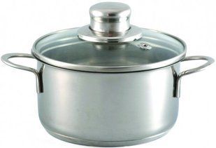 GIPFEL Каструлька MINI 14х7, 5 см/ 1,2 л із скляною кришкою (нерж. сталь) металевий 1204 GIPFEL