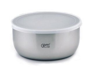 GIPFEL Салатниця з пластиковою кришкою OLERA 14х7, 5 см/ 1,3 л. (нерж.сталь) сірий 6142 GIPFEL