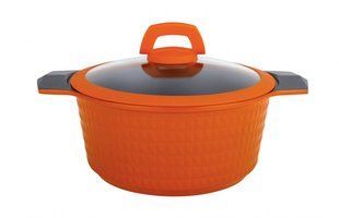 GIPFEL Каструля WELLER 20х9, 5 см 2,5 л з кришкою з силіконовим обідком і силіконовими ручками (литий алюміній, антипригарне покриття, індукційне дно) помаранчевий 2473 GIPFEL