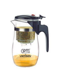 GIPFEL Скляний заварювальний чайник Panacea 500 ML пласт кришка і ручка, 14 см прозорий 7206 GIPFEL
