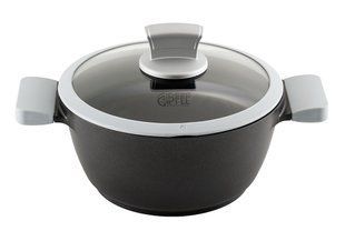 GIPFEL Каструля MAYER 24х10, 5см/3,6л із скляною кришкою Матеріал: Литий алюміній, індукційне дно, антипригарне двошарове покриття ILAG, знімна бакелітова ручка чорний 0556 GIPFEL