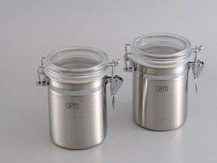 GIPFEL Набор з 2 банок для герметичного зберігання сипких продуктів 10х12 см / 0,7 л (нерж. сталь) металевий 5583 GIPFEL