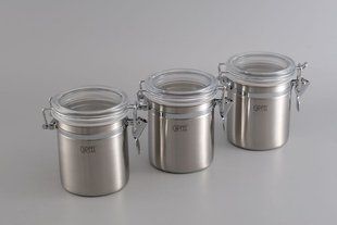 GIPFEL Набор з 3 банок для герметичного зберігання сипких продуктів 10х12 см / 07 л (нерж. сталь) металевий 5584 GIPFEL