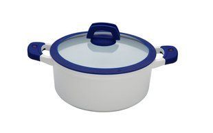 GIPFEL Каструля SMART 20х9, 5 см 2,6 л з силіконовими ручками, кришка з жаростійкого скла з силіконовим обідком і спеціальною силіконовою ручкою з індикатором нагріву (литий алюміній, жаростійкий силікон, керамічне антипригарне покриття, индукц білий 1554