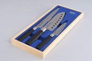 GIPFEL Набір ножів JAPANESE 3 ін. в дерев`яній коробці (вуглецева сталь) чорний 6629 GIPFEL