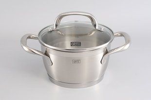 GIPFEL Каструля ERA 16x9 см / 1,8 л із скляною кришкою (нерж. сталь) металевий 1376 GIPFEL