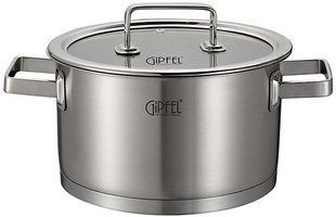GIPFEL Каструля NULLA 16х9, 5см із скляною кришкою (нерж. сталь) металевий 1846 GIPFEL