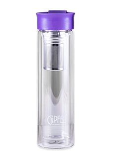 GIPFEL Пляшка для води MARTINO 350мл із фільтром. Матеріал: боросилікатне скло, нерж. сталь, пластик. Колір кришки: фіолетовий 8345 GIPFEL