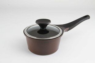 GIPFEL Ківш SNAKE 16х8, 4 см 1,4 л із скляною кришкою з індукційним дном (литий алюміній з антипригарним покриттям) коричневий 2353 GIPFEL