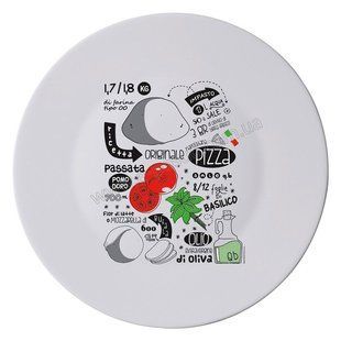 RONDA: Блюдо 33см PIZZA RECIPE белый с рисунком 419320F77321132 BORMIOLI ROCCO