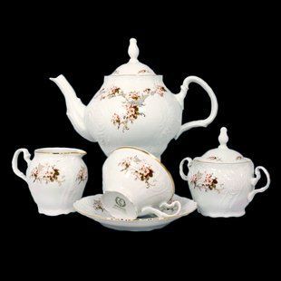 чайный сервиз ( низ.чаш.155 ) 17пр./6п . bernadotte белый 00000001115 THUN
