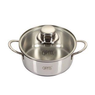 GIPFEL Каструлька MINI 14х6, 5 см/ 0,9 л із скляною кришкою (нерж. сталь) металевий 1202 GIPFEL