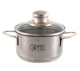 GIPFEL Каструлька MINI 12х7, 5 см/ 0,790 л із скляною кришкою (нерж. сталь) металевий 1203 GIPFEL