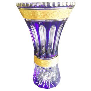 ваза кобальт GOLD crystal 355 мм синій/золотий 5460 BOHEMIA