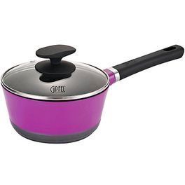 GIPFEL Ківш VIOLETA 18х8, 5см./1, 8л із скляною кришкою, алюміній, індукційне дно, усередині антипригарне 3-х слойное покриття ILAG DURIT, ручки з силіконовим покриттям фіолетовий 0401 GIPFEL