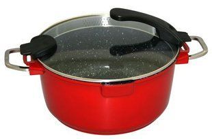 GIPFEL Каструля CHIC 28x13,5 см - 8,3 л RED COLOR з індукційним дном (литий алюміній з антипригарним керамічним покриттям) помаранчевий 1477B GIPFEL