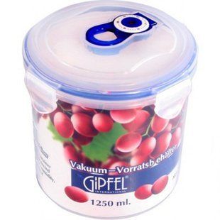 GIPFEL Вакуумний контейнер для зберігання продуктів круглий 140x141мм - 1250 мл (пластик) прозорий 4550 GIPFEL
